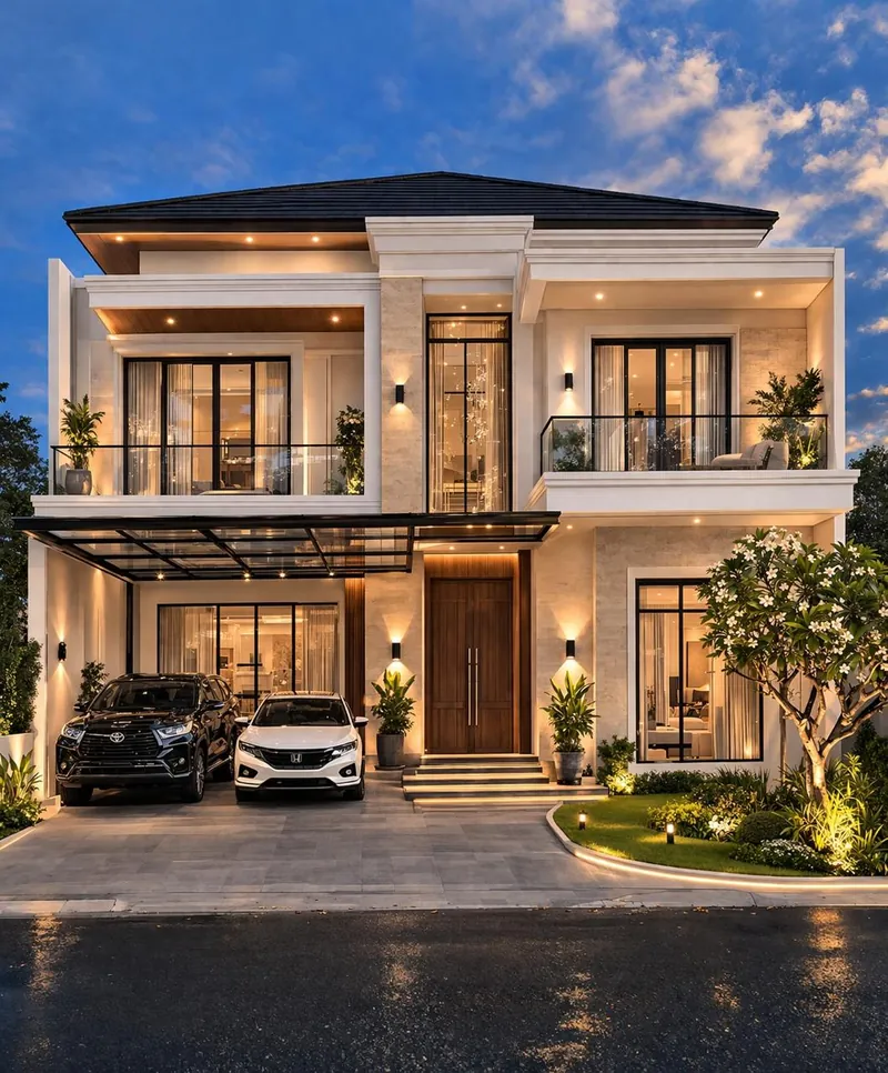 Konsep rumah minimalis tropis 2 lantai di Indonesia